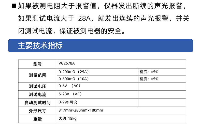 VG2678A接地電阻測量儀 電阻測試儀 絕緣電阻檢測儀 現(xiàn)貨充足插圖2